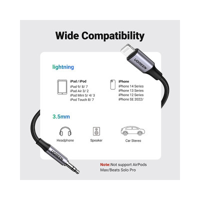 Ugreen US315 (70862) Lightning to 3.5mm Aux Cable - 2M